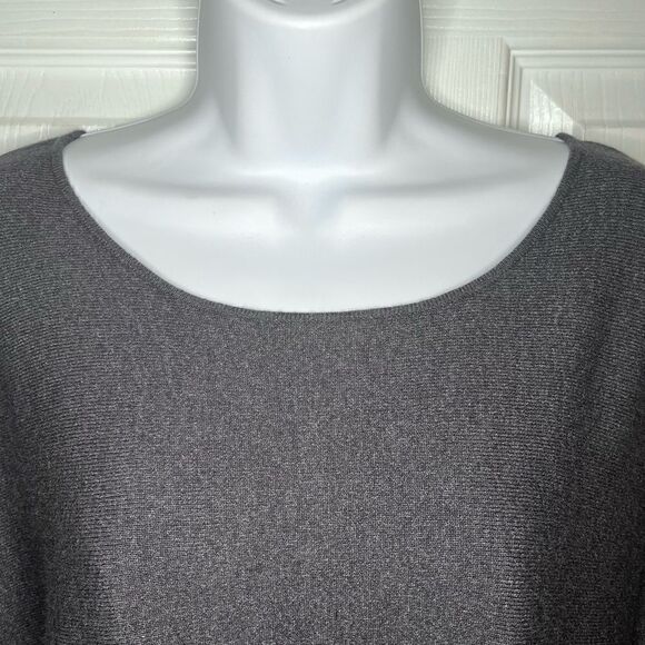 Max Studio Ruched Long Sleeve Knit Sweater Heather Charcoal M - Picture 3 of 9